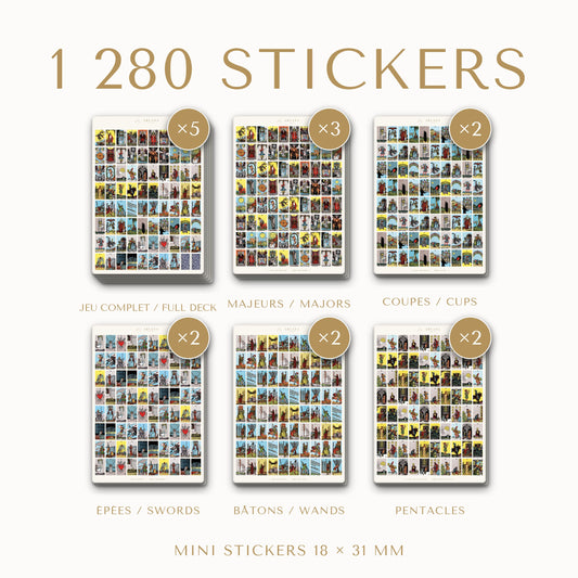 Pack 1280 Stickers Tarot Rider-Waite – 16 planches