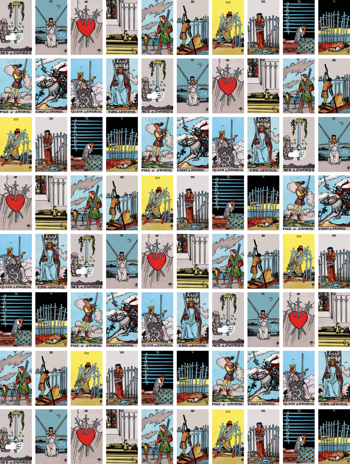 Pack 560 Stickers Tarot Rider-Waite – 7 planches