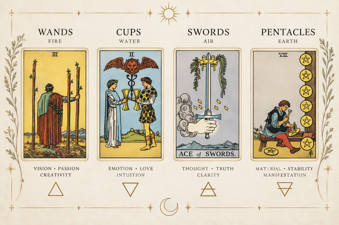 The Four Tarot Suits Explained: Cups, Swords, Wands and Pentacles