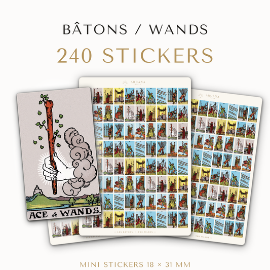Wands Tarot Stickers – 240 Mini Rider-Waite Stickers