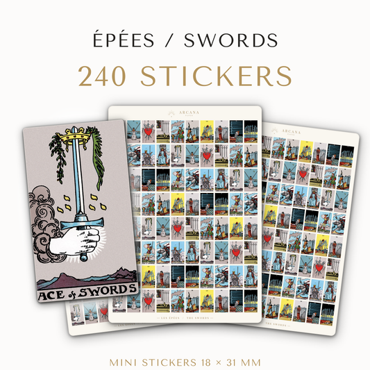 Swords Tarot Stickers – 240 Mini Rider-Waite Stickers