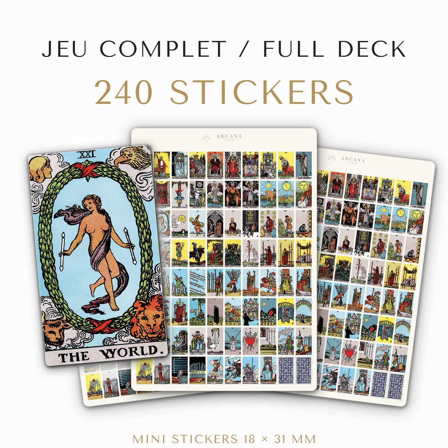 Stickers Tarot Jeu Complet – 240 mini stickers Rider-Waite