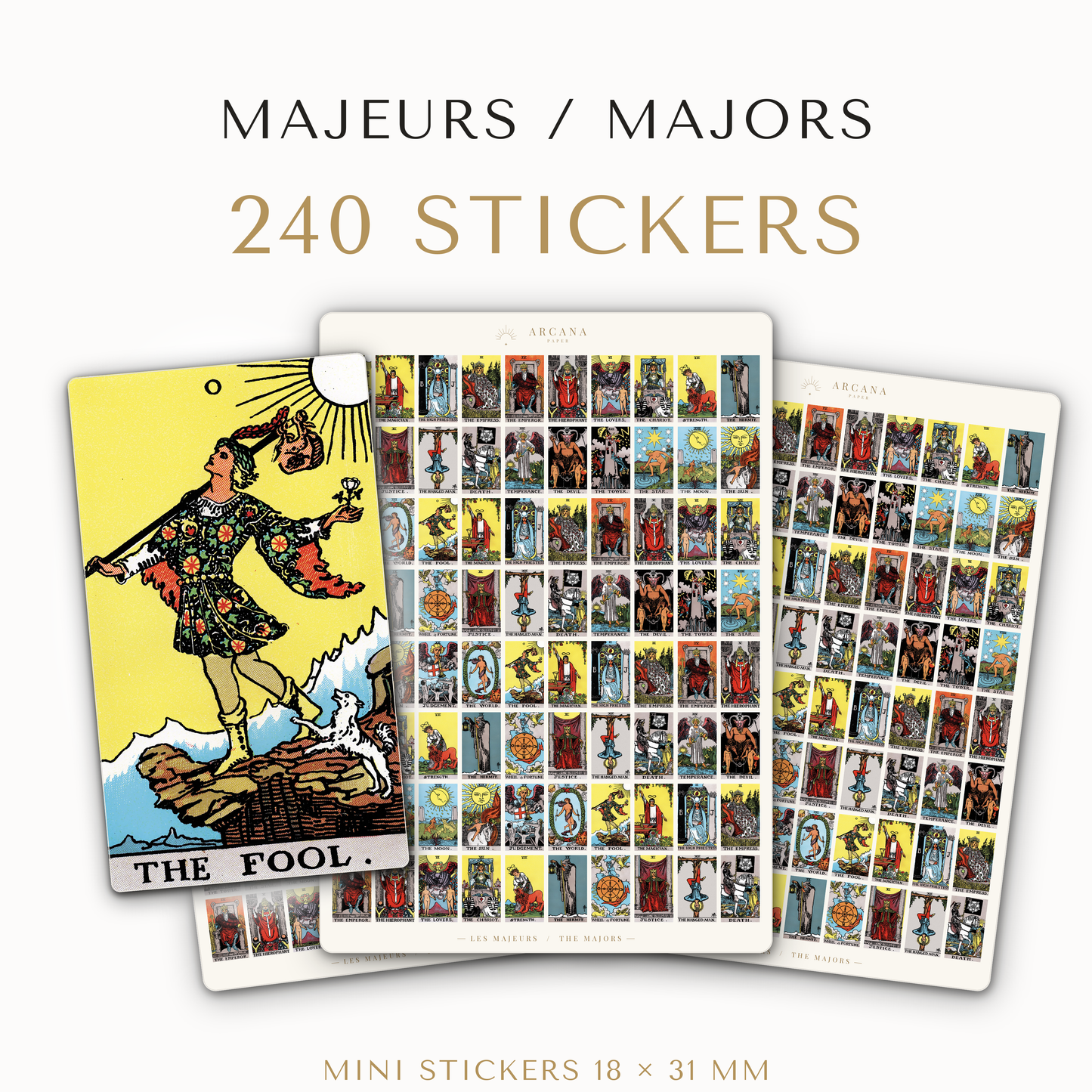 Stickers Arcanes Majeurs – 240 mini stickers Tarot Rider-Waite
