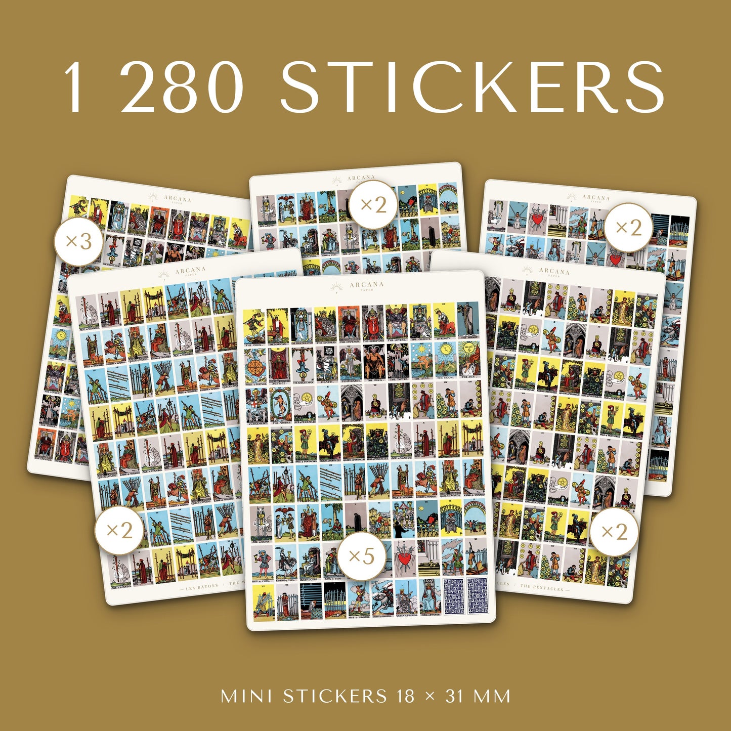 Pack 1280 Stickers Tarot Rider-Waite – 16 planches