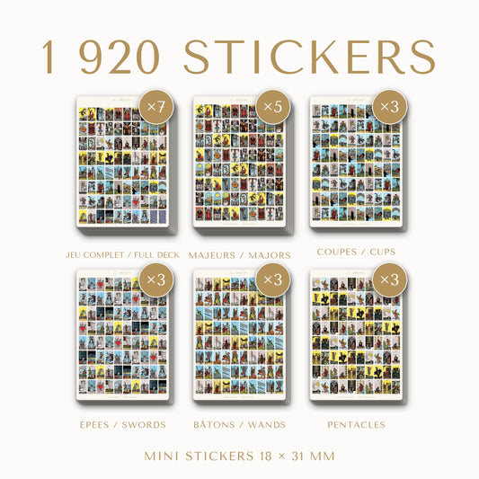 Pack 1920 Stickers Tarot Rider-Waite – 24 planches