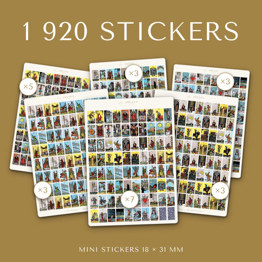 Pack 1920 Stickers Tarot Rider-Waite – 24 planches