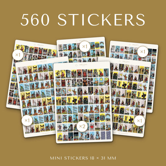 Pack 560 Stickers Tarot Rider-Waite – 7 planches